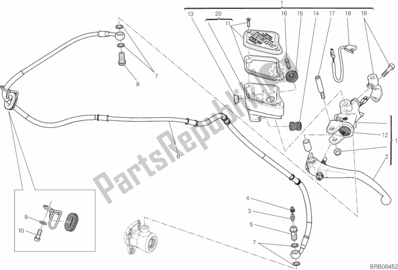 Todas as partes de Cilindro Mestre Da Embreagem do Ducati Diavel Carbon FL 1200 2018